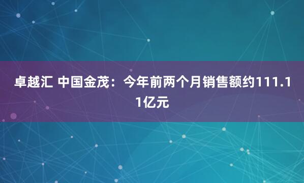 卓越汇 中国金茂：今年前两个月销售额约111.11亿元